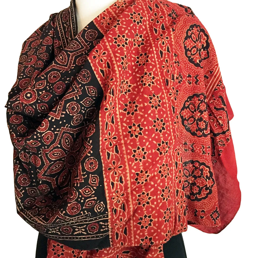 Ajrakh Block Print Cotton Scarf