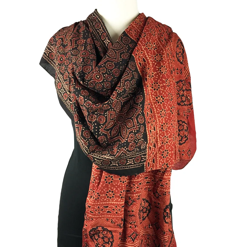 Ajrakh Block Print Cotton Scarf