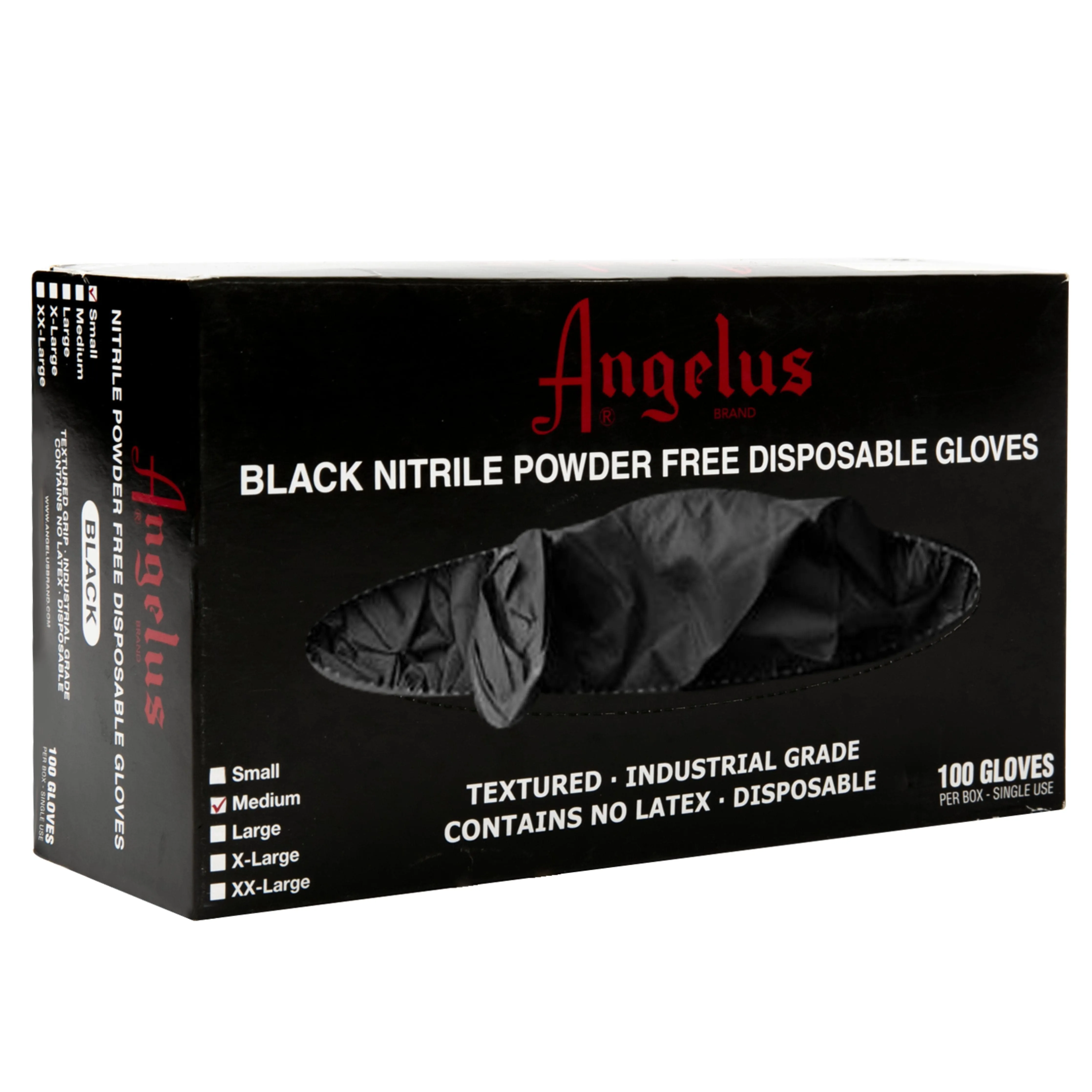 Angelus Black Nitrile Gloves Medium Box Of 100