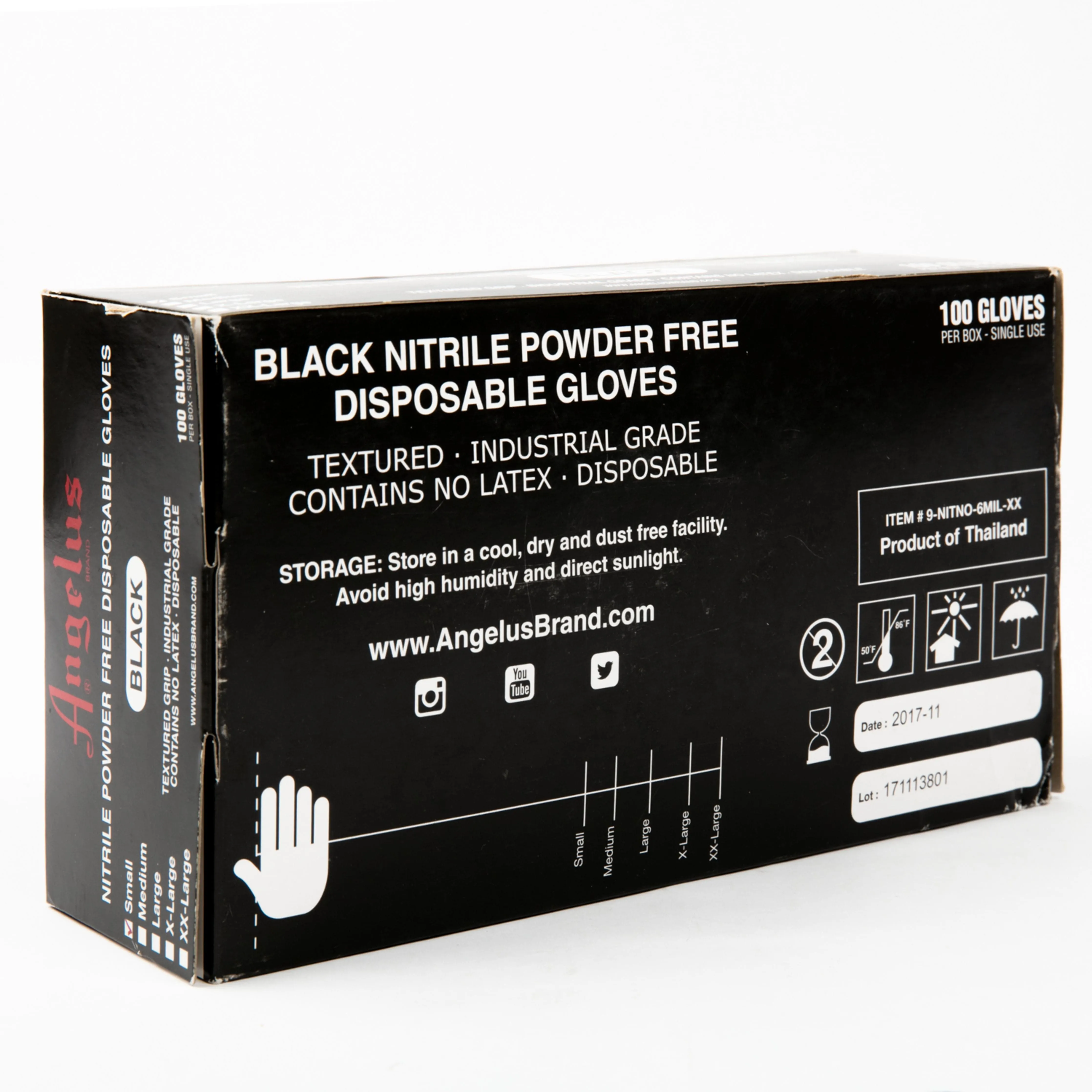 Angelus Black Nitrile Gloves Medium Box Of 100