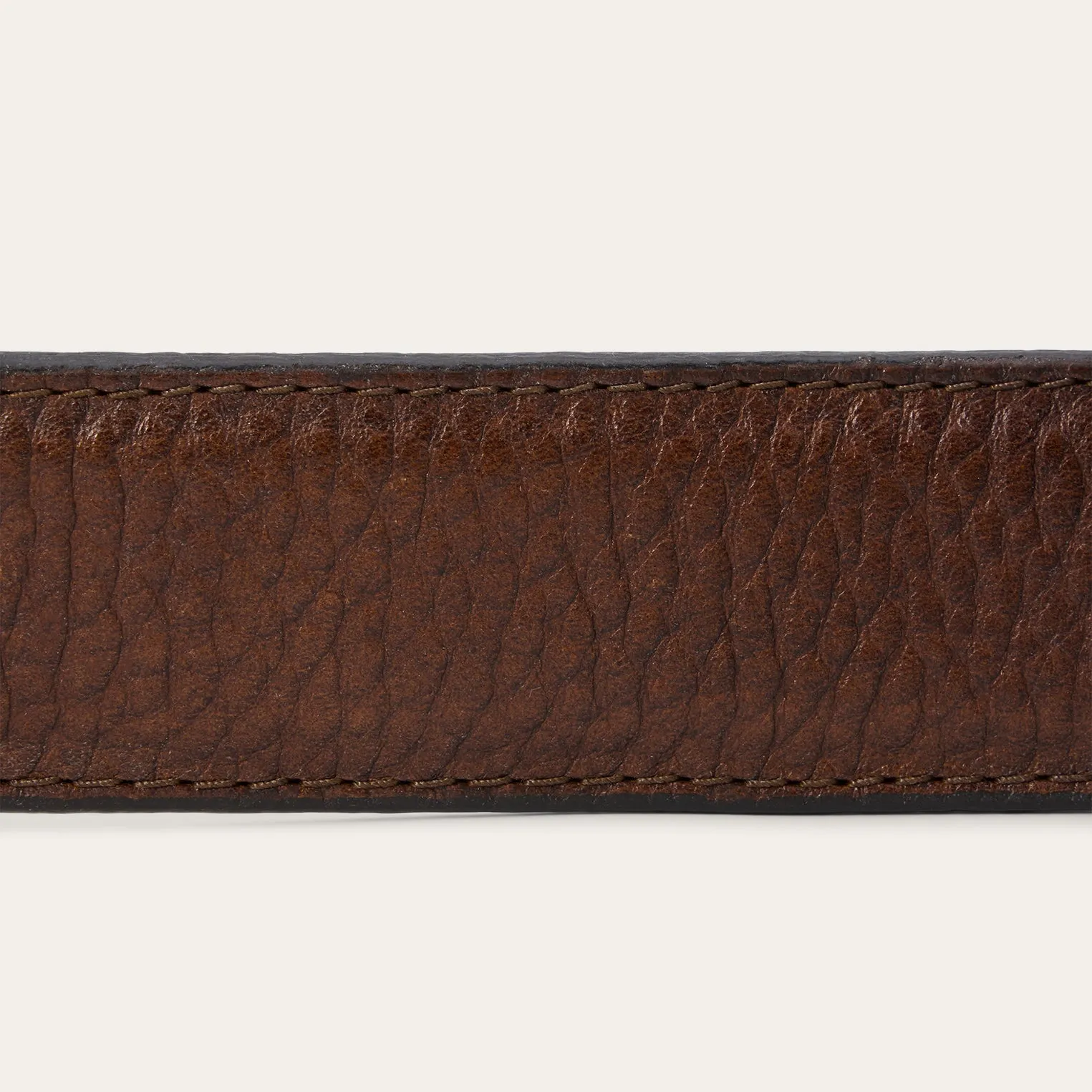 Bison Leather Tooled Tab Belt