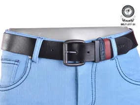 Black Panel Leather Belt