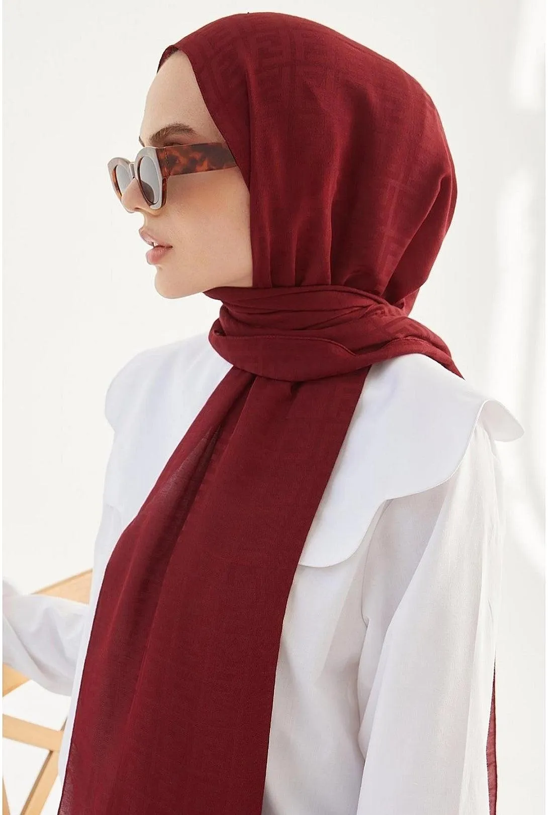 Cotton Hijab Scarf Shawl for Muslim Women -  Claret Red