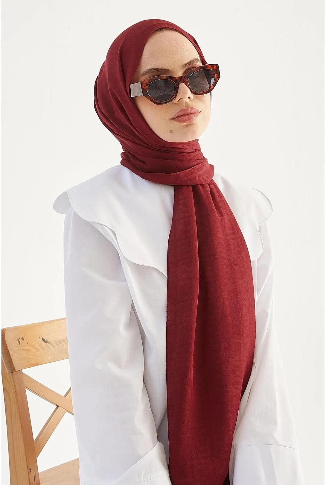 Cotton Hijab Scarf Shawl for Muslim Women -  Claret Red