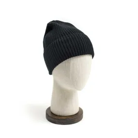 Cotton watch cap in black pima cotton