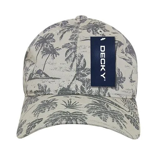 Decky 245 Tropical Polo Cap, Island Print Relaxed Dad Hat - CASE Pricing