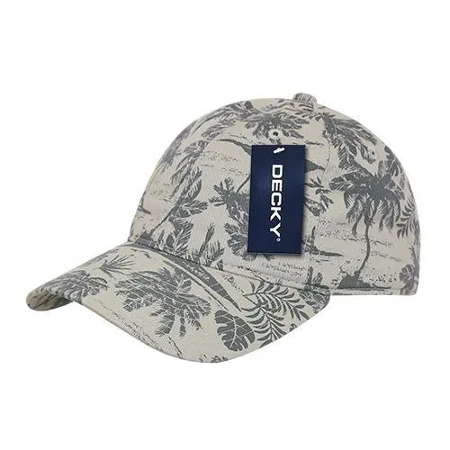 Decky 245 Tropical Polo Cap, Island Print Relaxed Dad Hat - CASE Pricing