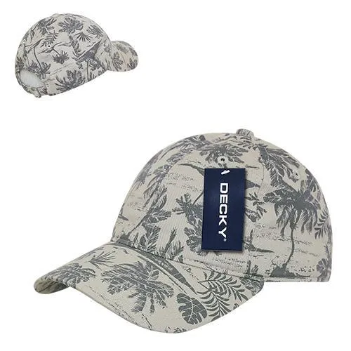 Decky 245 Tropical Polo Cap, Island Print Relaxed Dad Hat - CASE Pricing