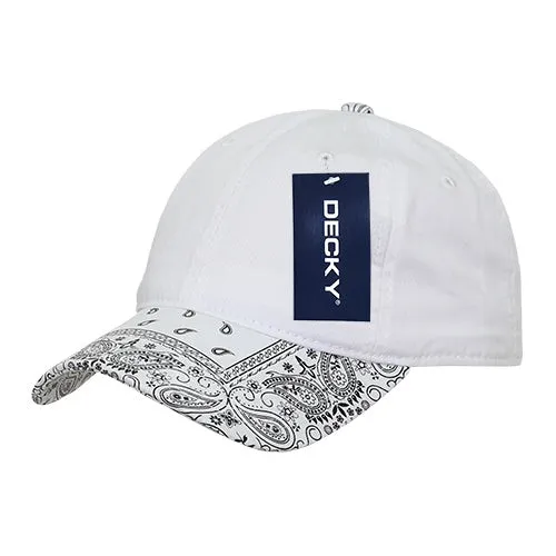 Decky 256 - 6 Panel Low Profile Relaxed Bandanna Bill Dad Hat, Paisley Cap - CASE Pricing