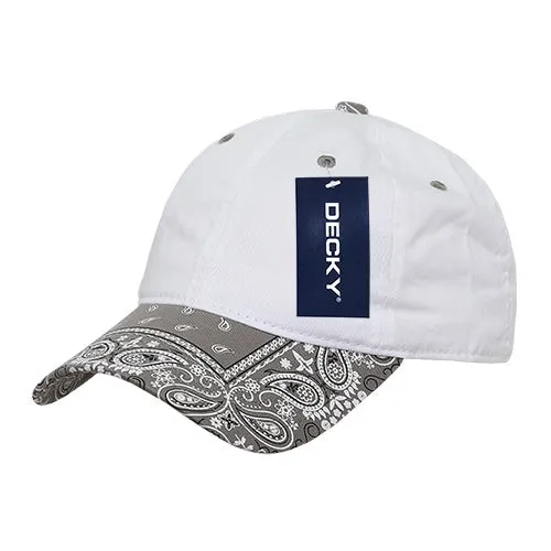 Decky 256 - 6 Panel Low Profile Relaxed Bandanna Bill Dad Hat, Paisley Cap - CASE Pricing