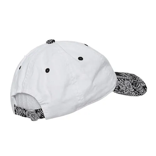 Decky 256 - 6 Panel Low Profile Relaxed Bandanna Bill Dad Hat, Paisley Cap - CASE Pricing