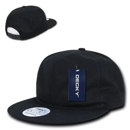 Decky 370 - Relaxed Snapback Hat, 6 Panel Cotton Flat Bill Cap - CASE Pricing