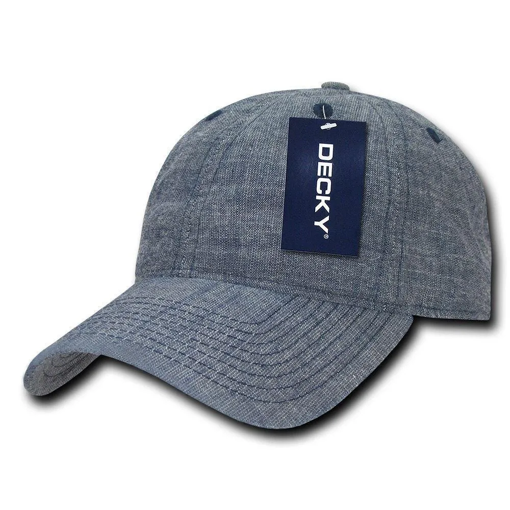 Decky Relaxed Washed Denim Low Crown Curved Bill Dad Hats Caps