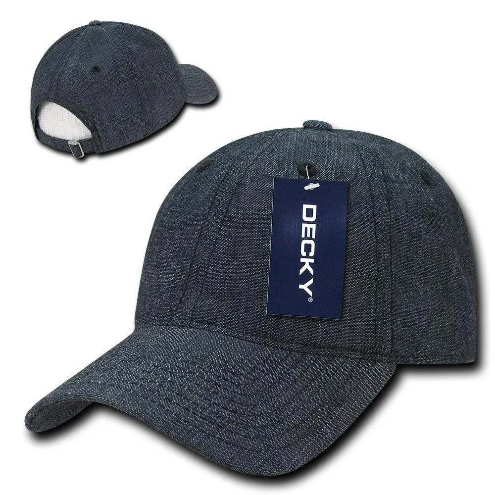 Decky Relaxed Washed Denim Low Crown Curved Bill Dad Hats Caps