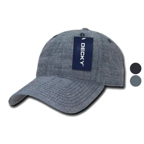 Decky Relaxed Washed Denim Low Crown Curved Bill Dad Hats Caps