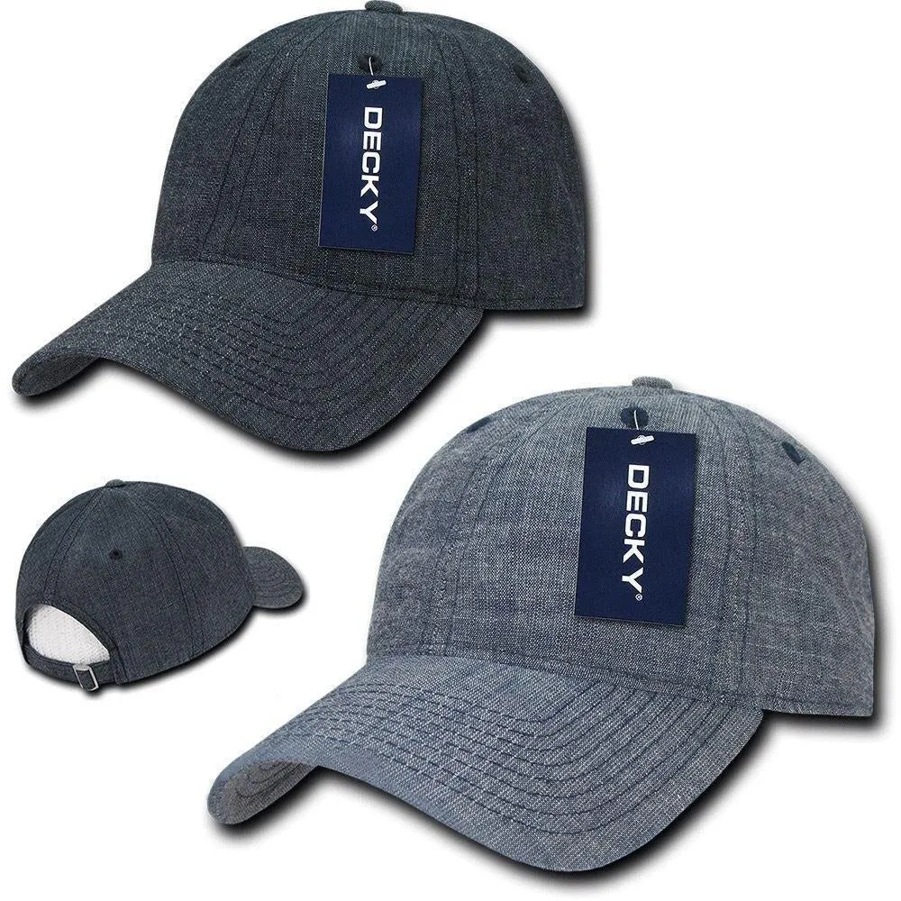 Decky Relaxed Washed Denim Low Crown Curved Bill Dad Hats Caps