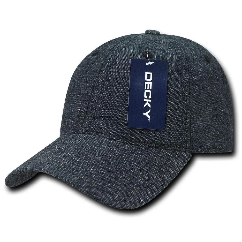 Decky Relaxed Washed Denim Low Crown Curved Bill Dad Hats Caps