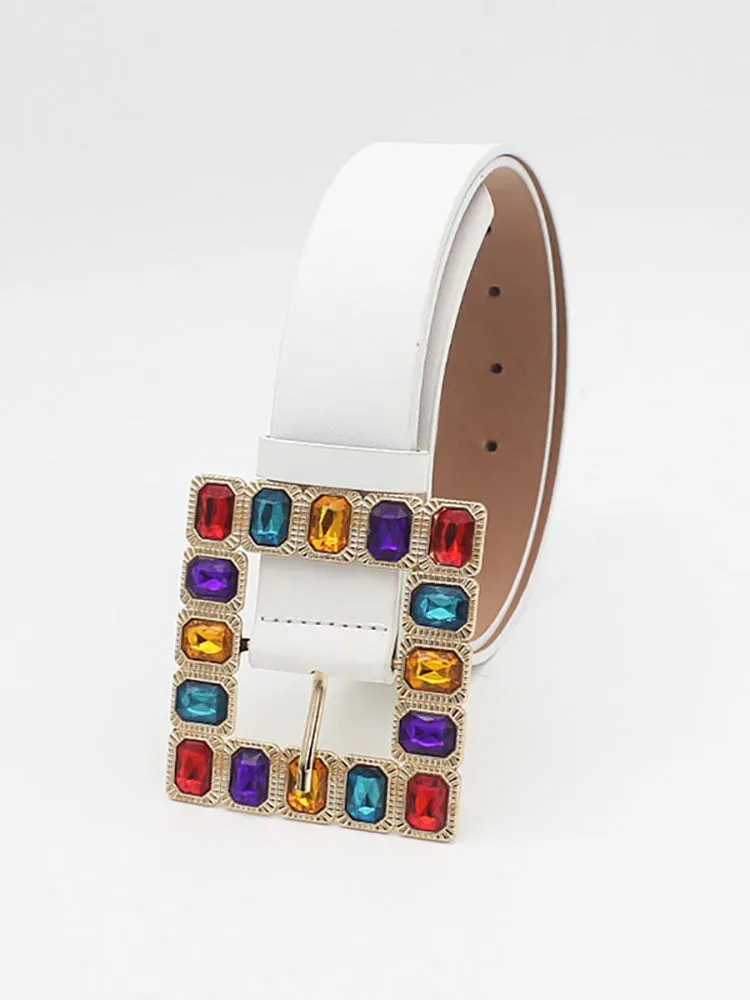 Decorative Buckle Colored Diamonds Waist Belts