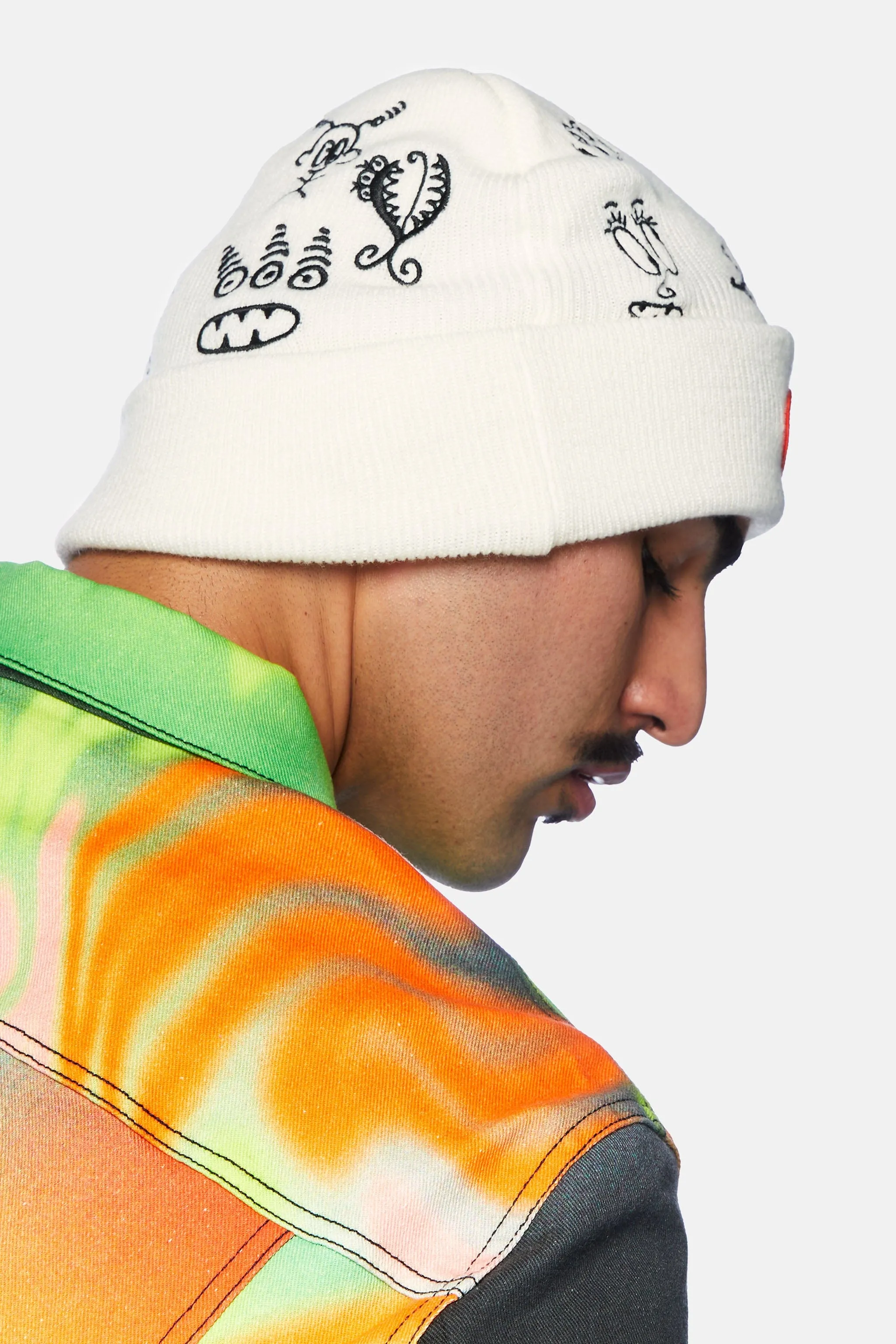 Doodle Beanie in White