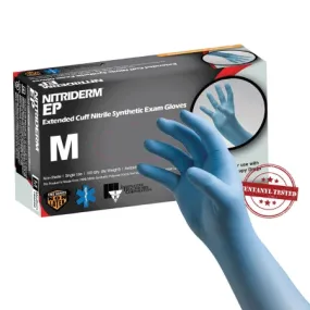 Exam Glove NitriDerm® EP Medium NonSterile Nitrile Extended Cuff Length Fully Textured Blue Chemo Tested / Fentanyl Tested - Innovative Healthcare Corp  Mfr# 182200