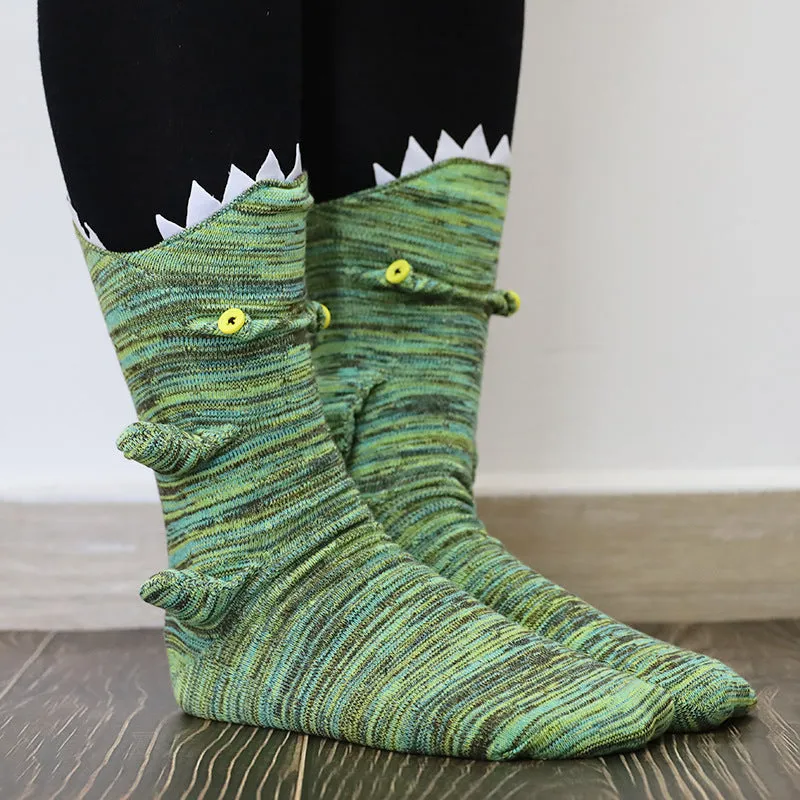 Funny Shark Chameleon Cartoon Socks