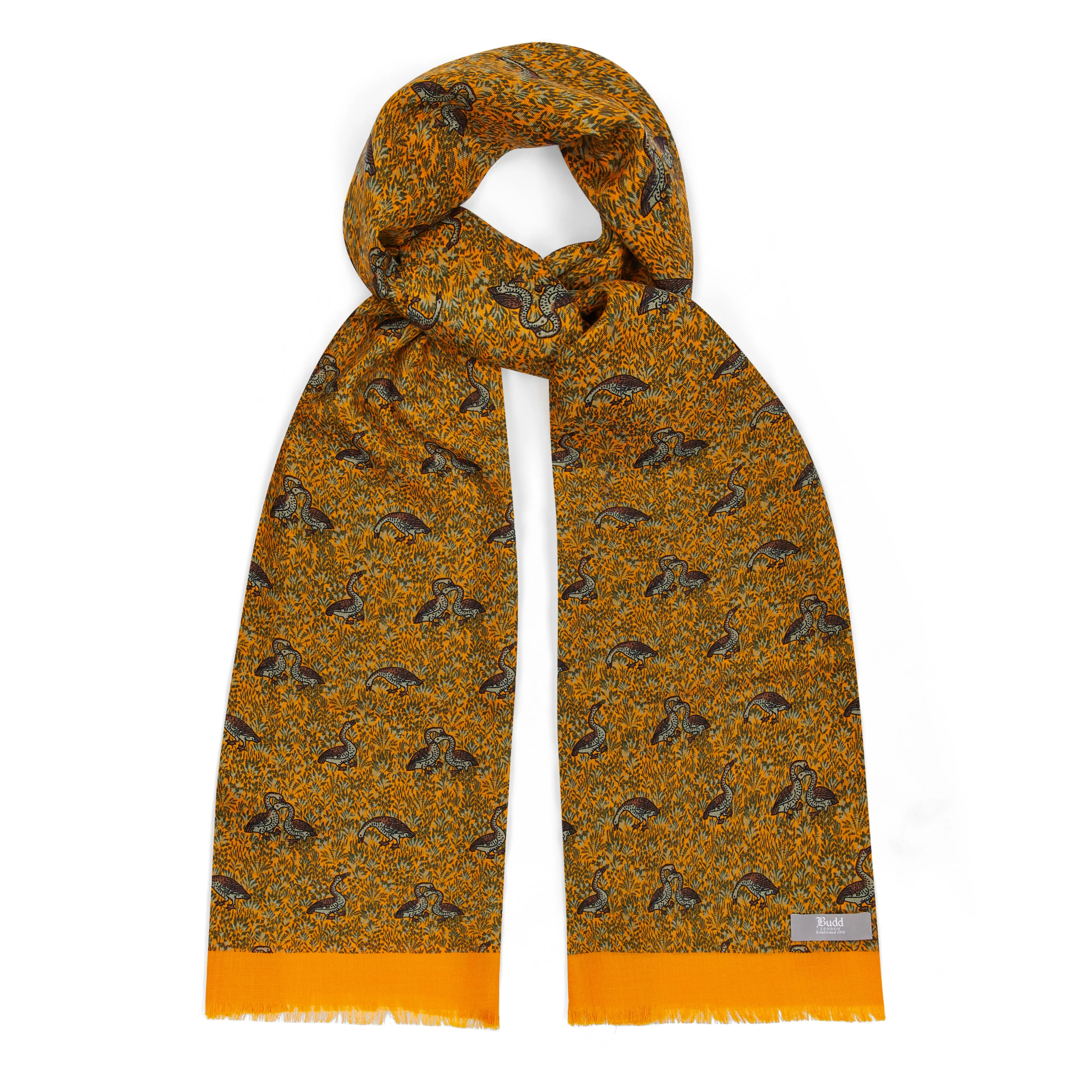 Goosey Gander Tubular Wool and Silk Scarf in Gold