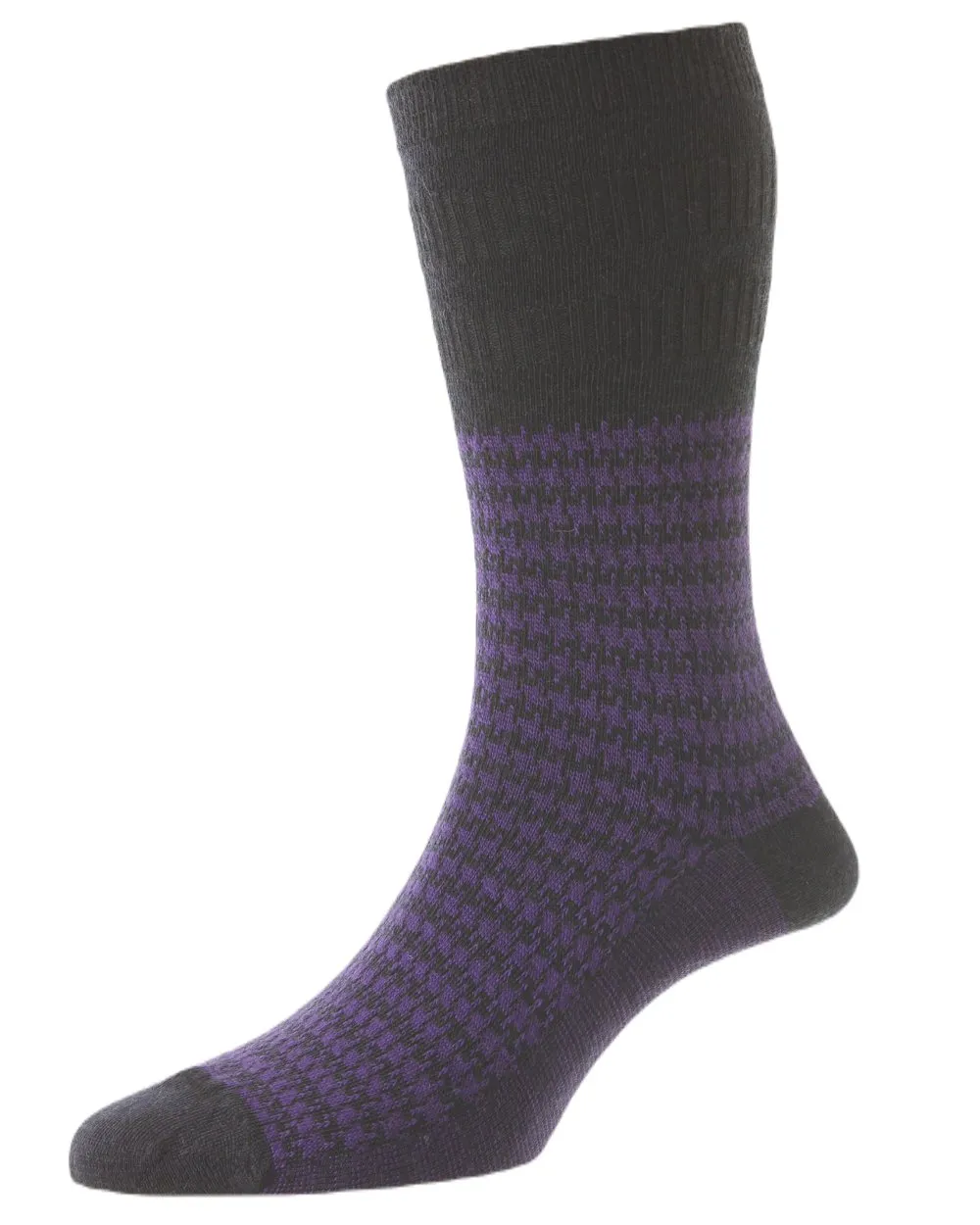 HJ Hall Houndstooth Wool Softop Socks