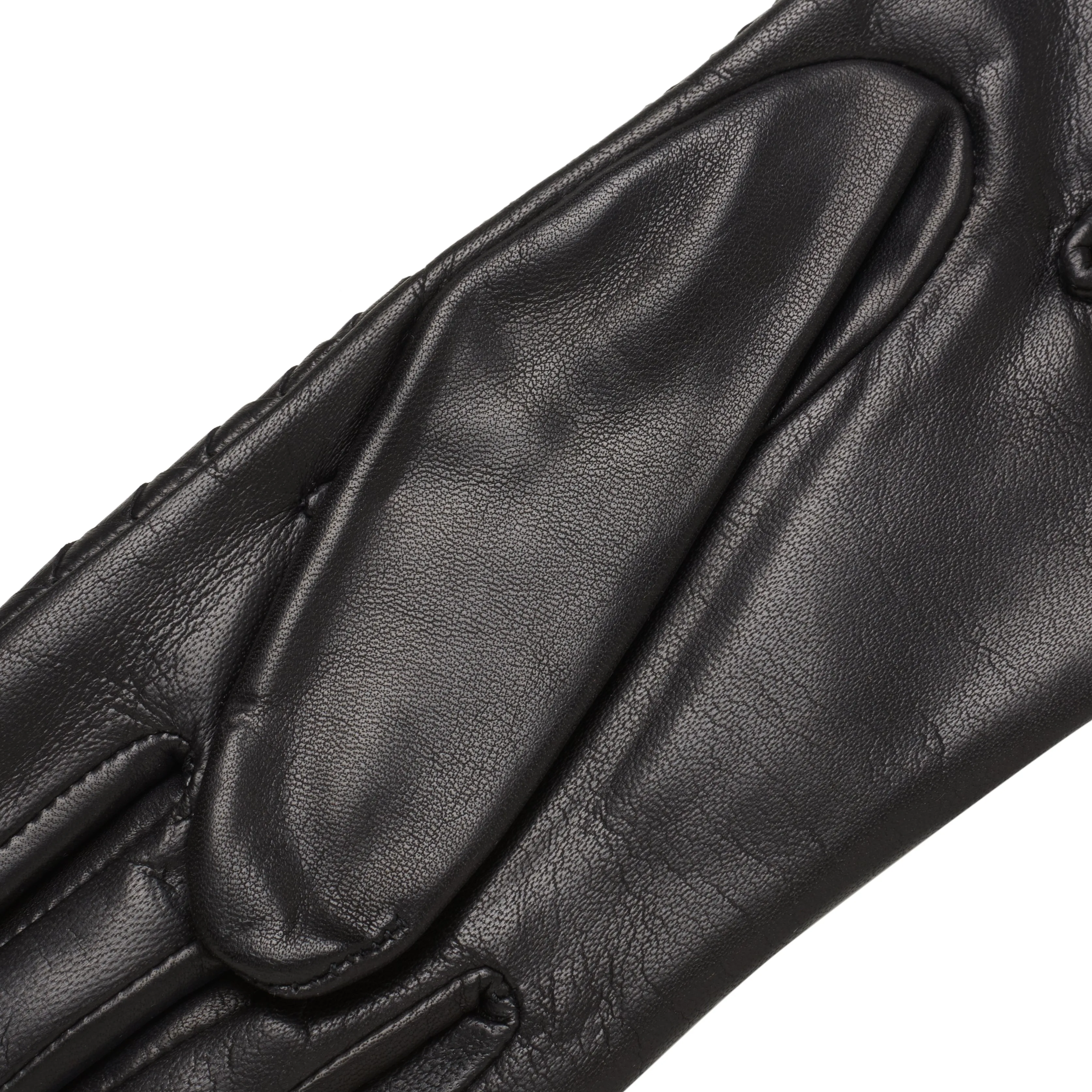 Intrecciato Black Leather Gloves