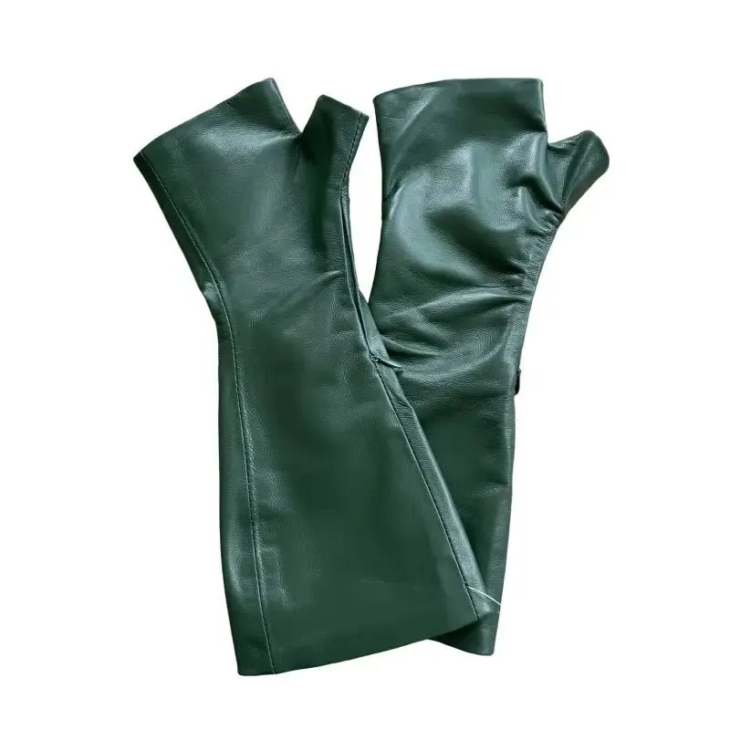 Long Deep Green Leather Gloves – Elegant, Versatile, and Perfect for Any Occasion