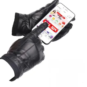 Men's Winter Leather Touch Screen Gloves