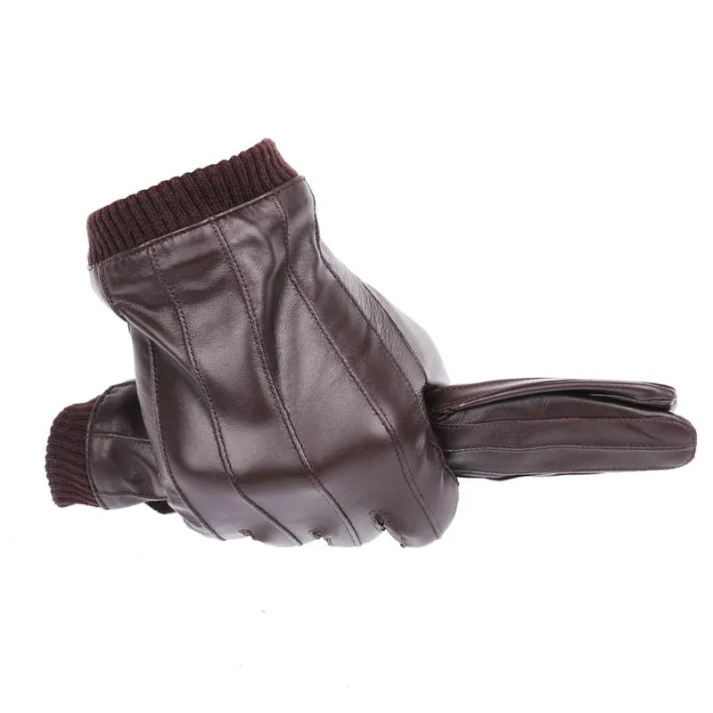 Men's Winter Leather Touch Screen Gloves