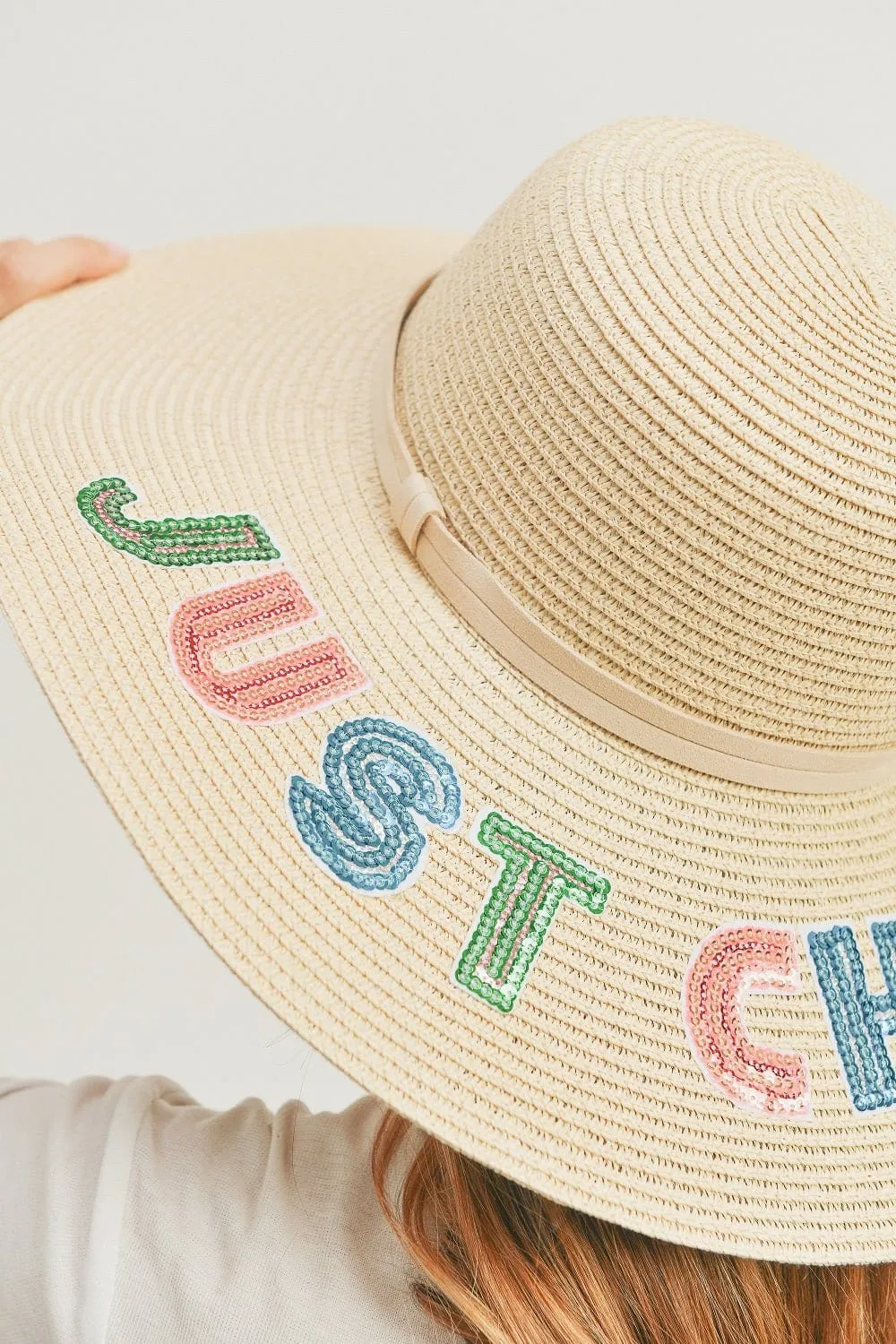 MH0122 Sequin Letter "Just Chill Out" Floppy Hat