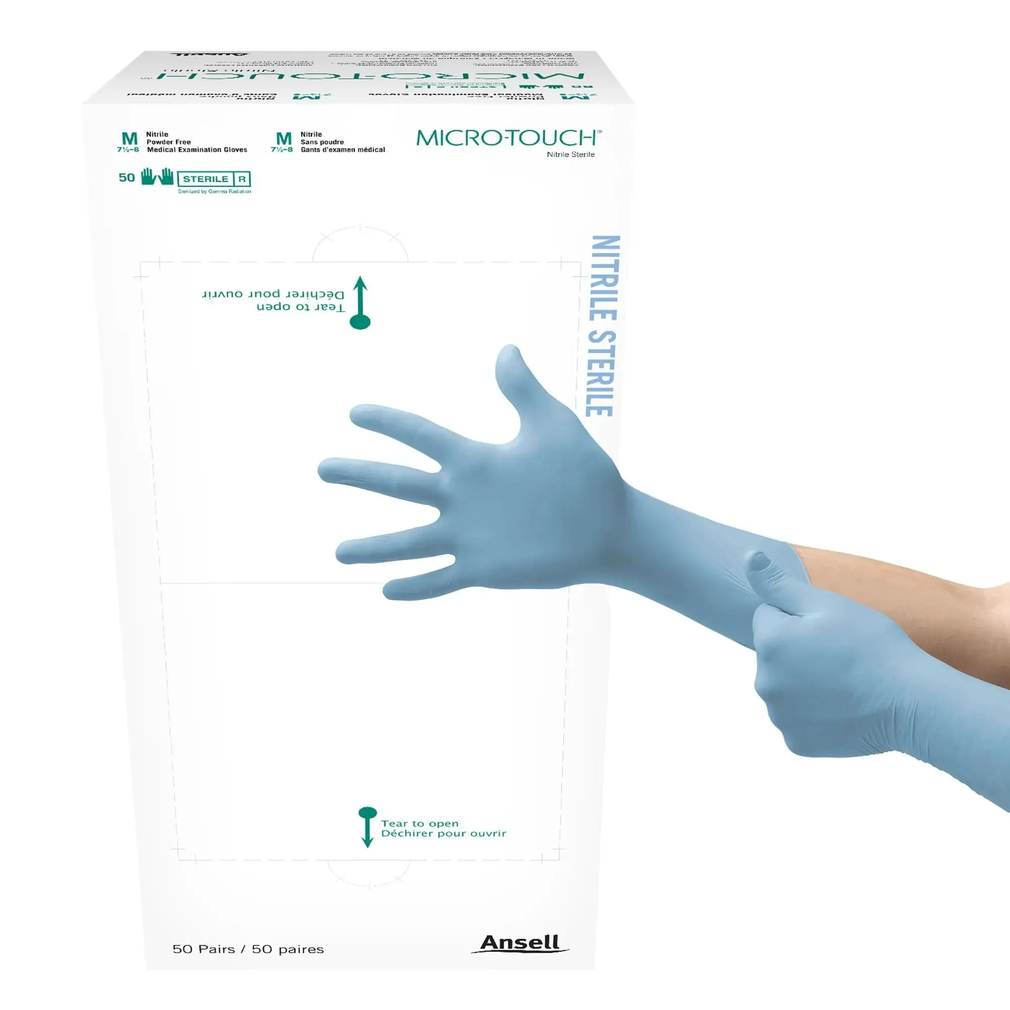 Micro-Touch® Nitrile Extended Cuff Length Exam Glove, Medium, Blue