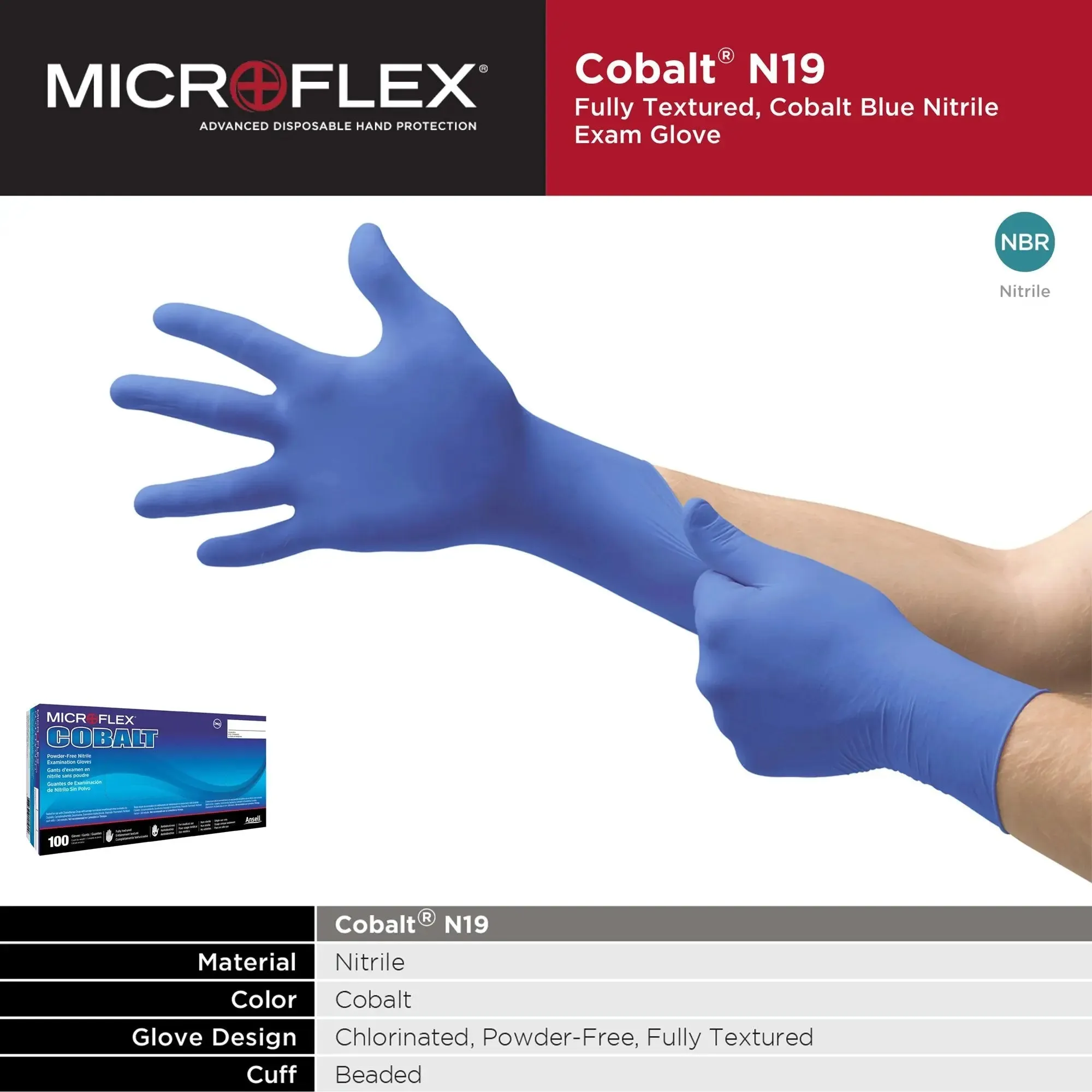 Microflex® Cobalt® Nitrile Exam Glove, Medium, Blue