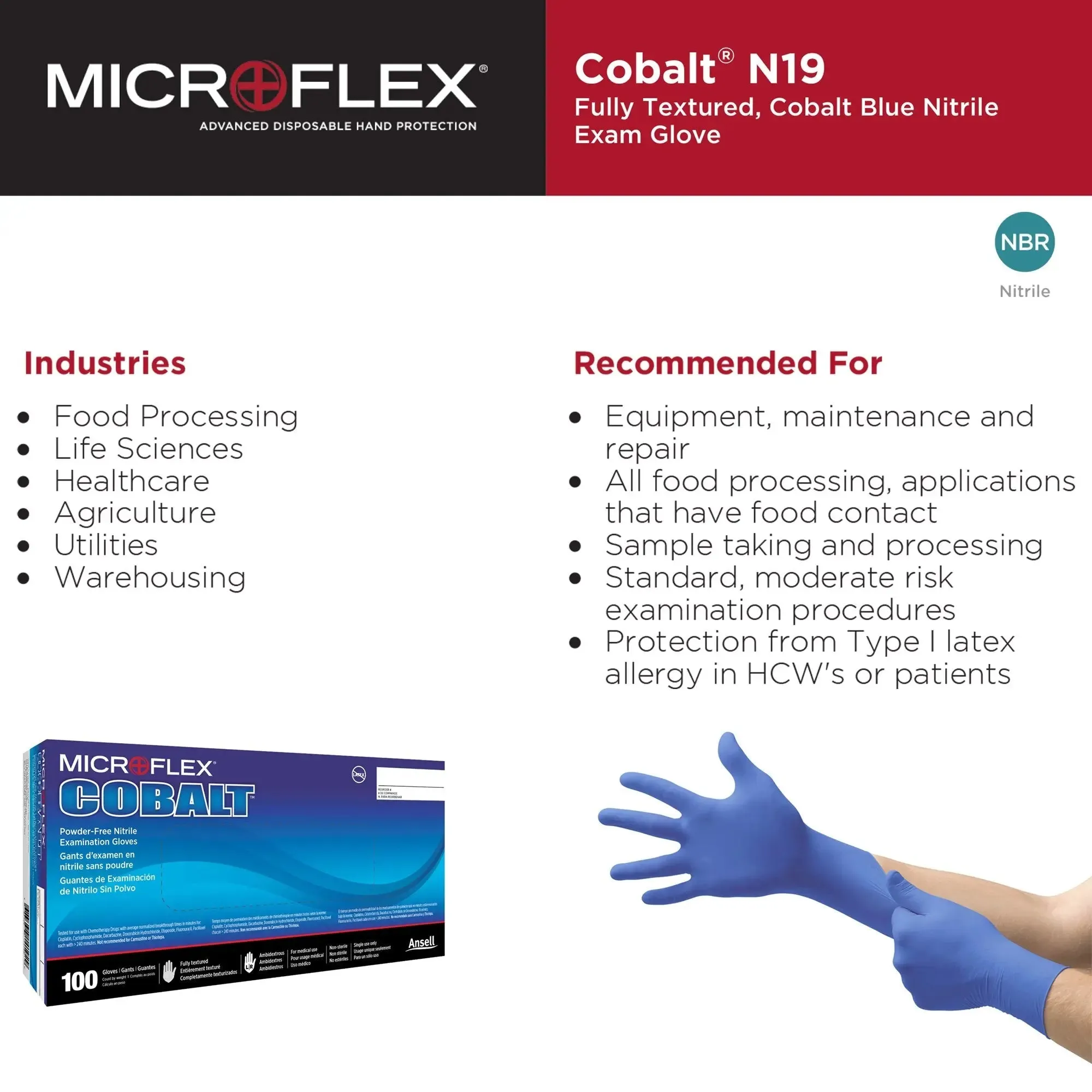 Microflex® Cobalt® Nitrile Exam Glove, Medium, Blue