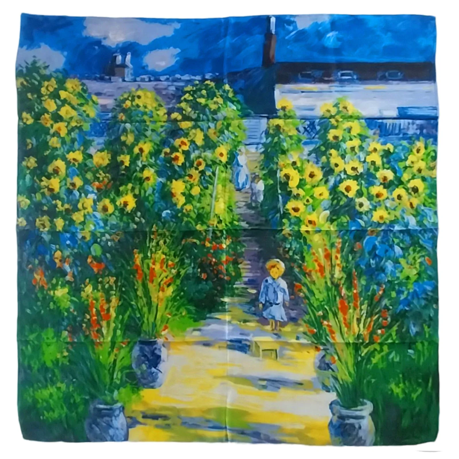 Monet The Artist's Garden at Vetheuil Square Silk Scarf