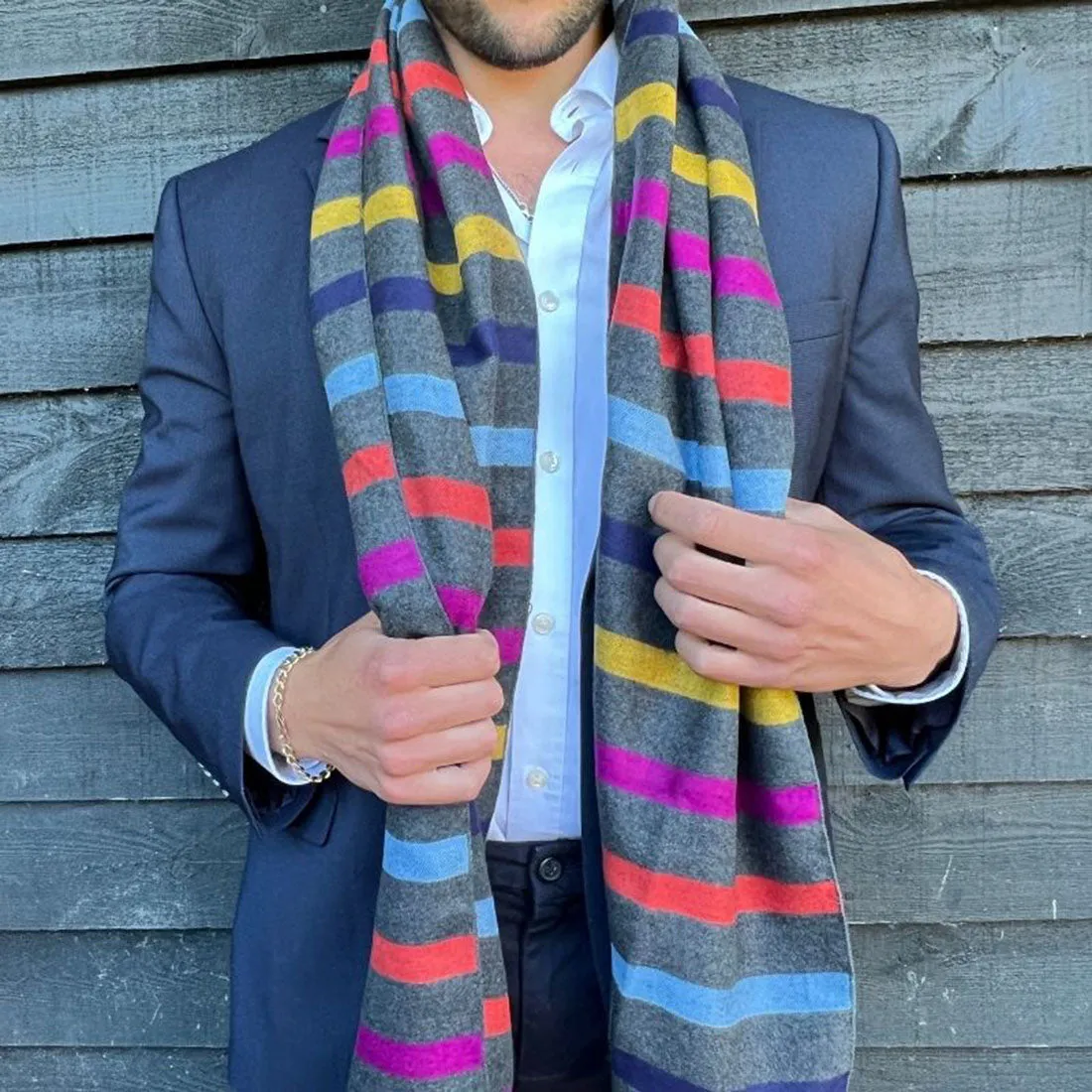 Multi Fine Stripe Bamboo Scarf