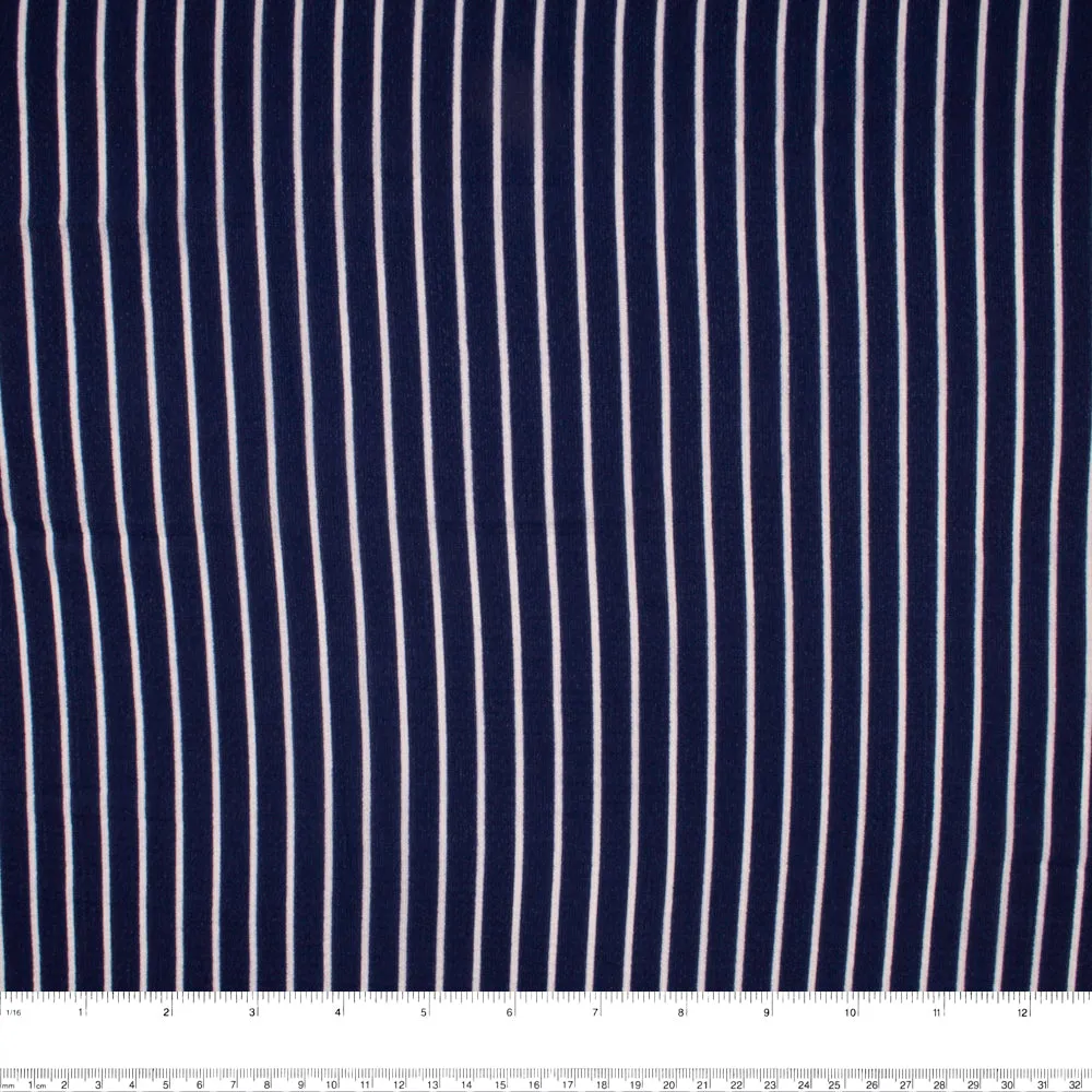 Novelty Polyester Print - Stripes - Navy