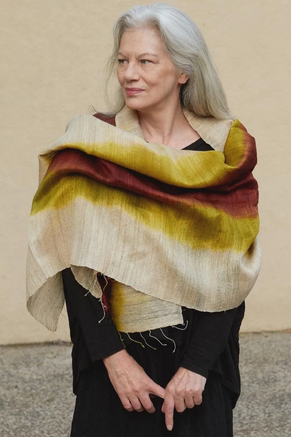 Ombre Raw Silk Scarf