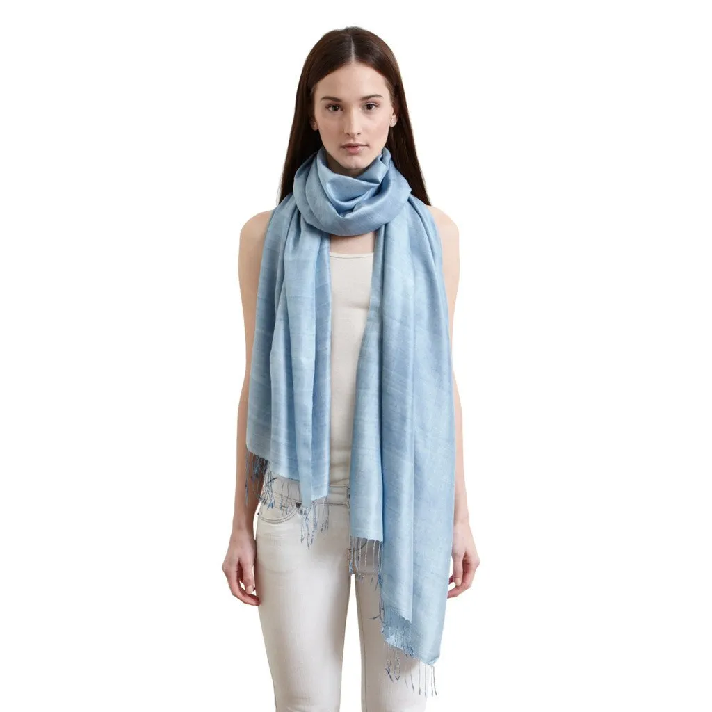 Pale Blue Silk Scarf - Afghanistan