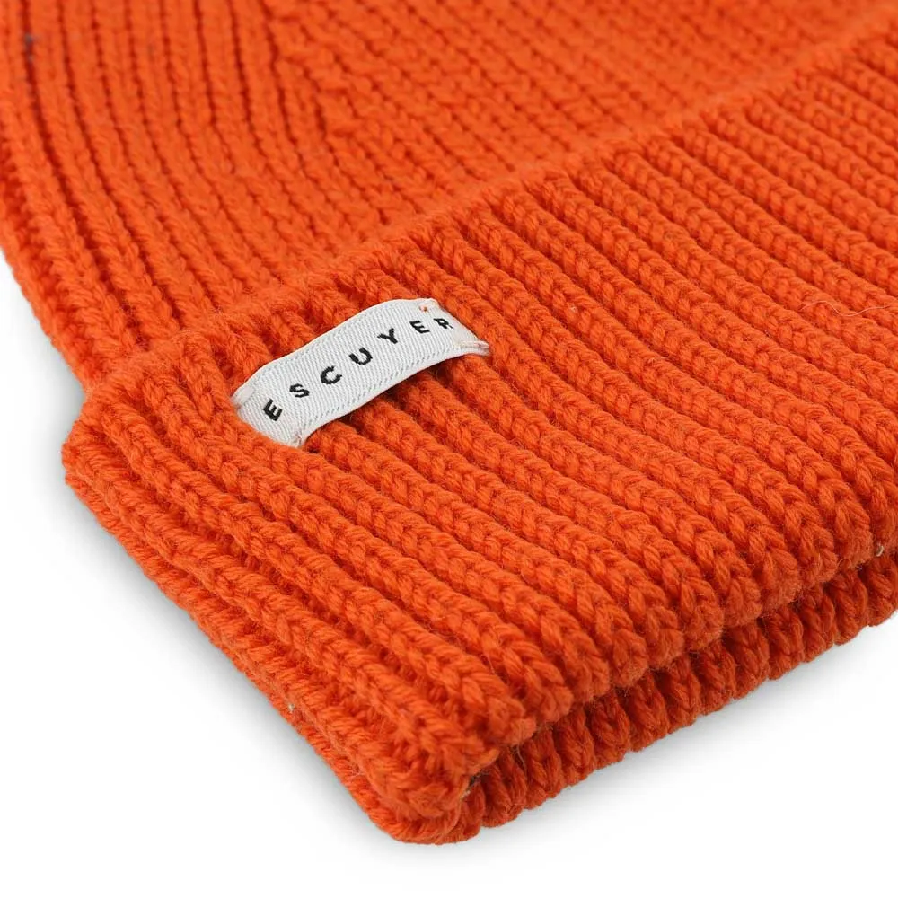 Ribbed Merino Beanie / Bold Orange