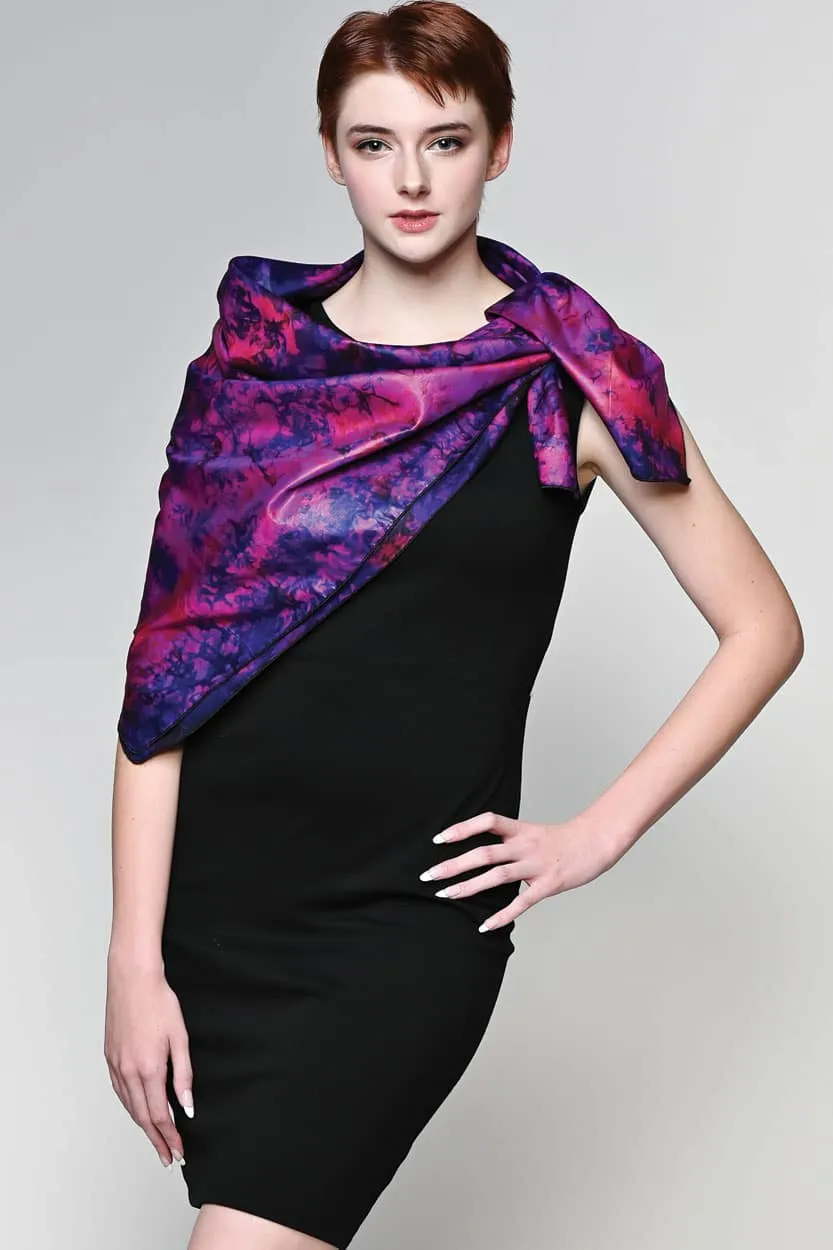 Silk Sari Scarf / Fushsia, India