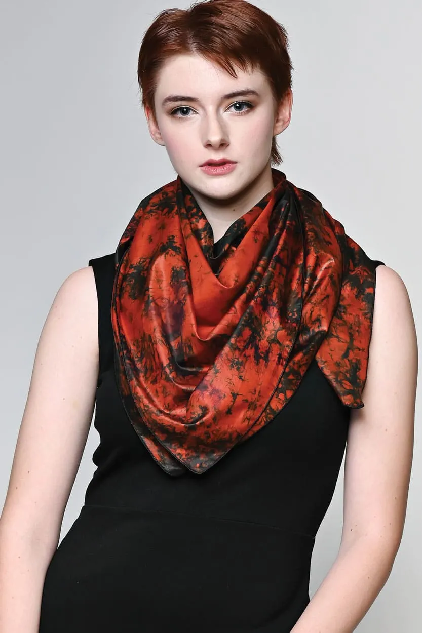 Silk Sari Scarf / Orange, India