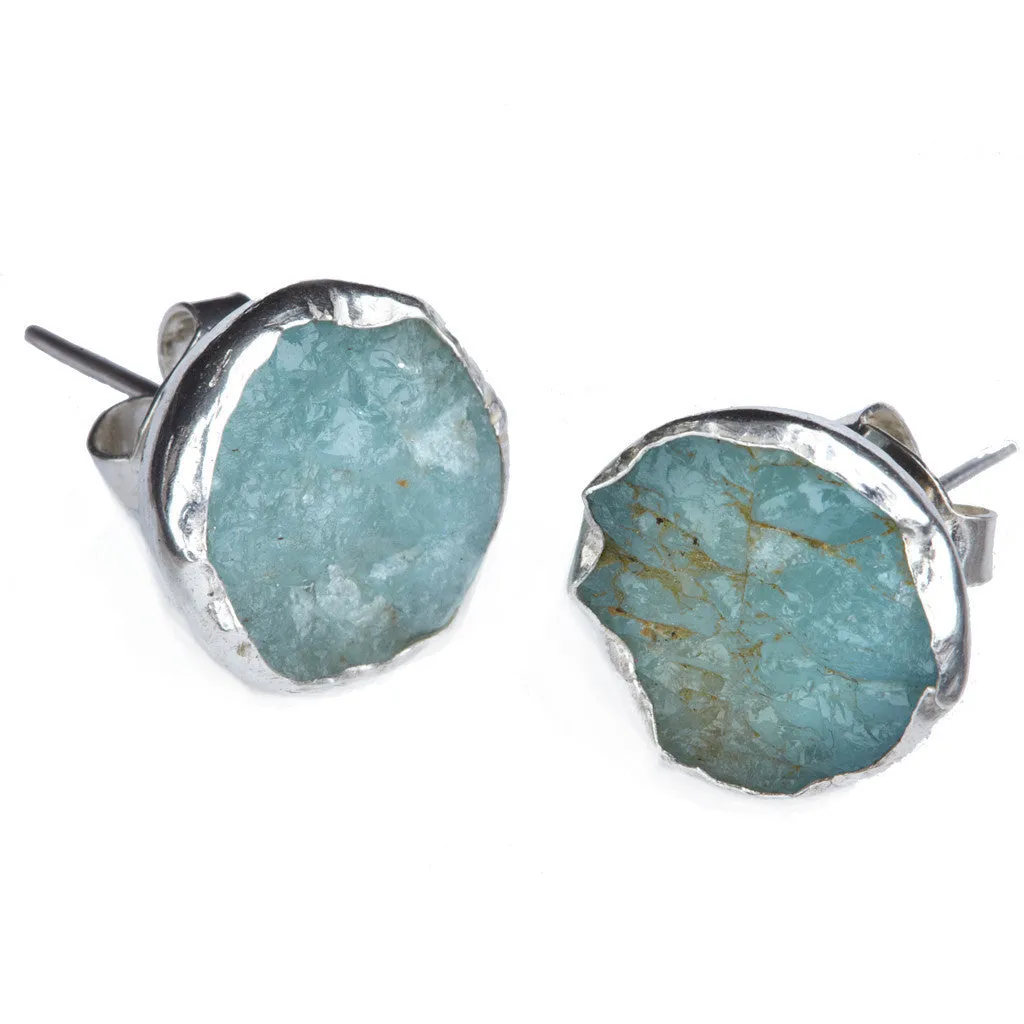 Soft Grey Silk Scarf   Silver Aquamarine Studs - Afghanistan