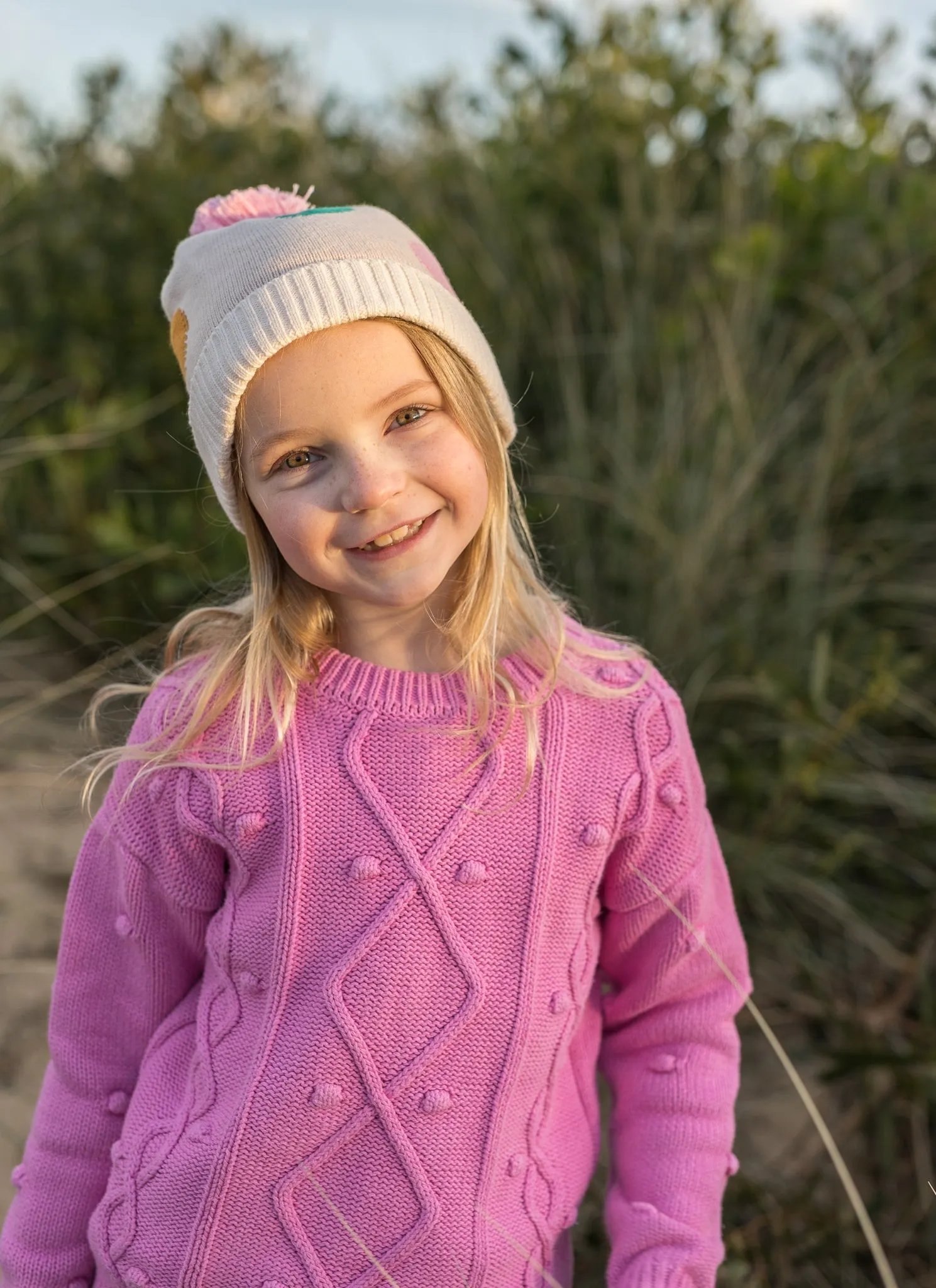 Spots Merino Beanie Pink