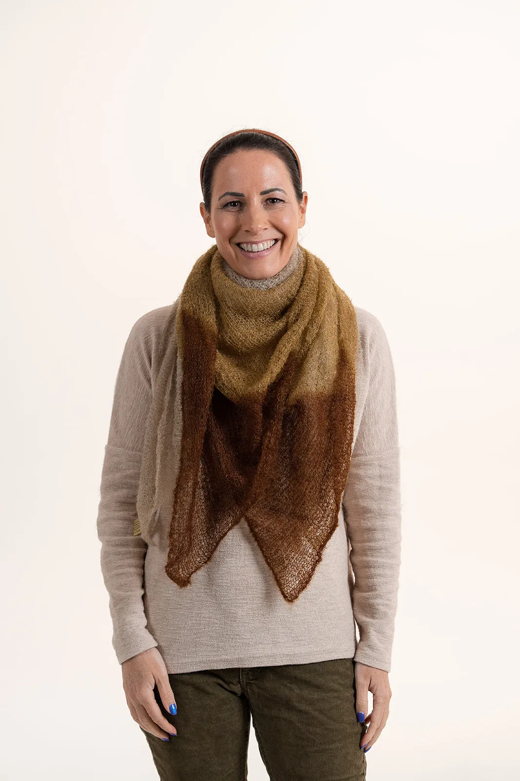 Super Fine Square Mohair Scarf - Brown