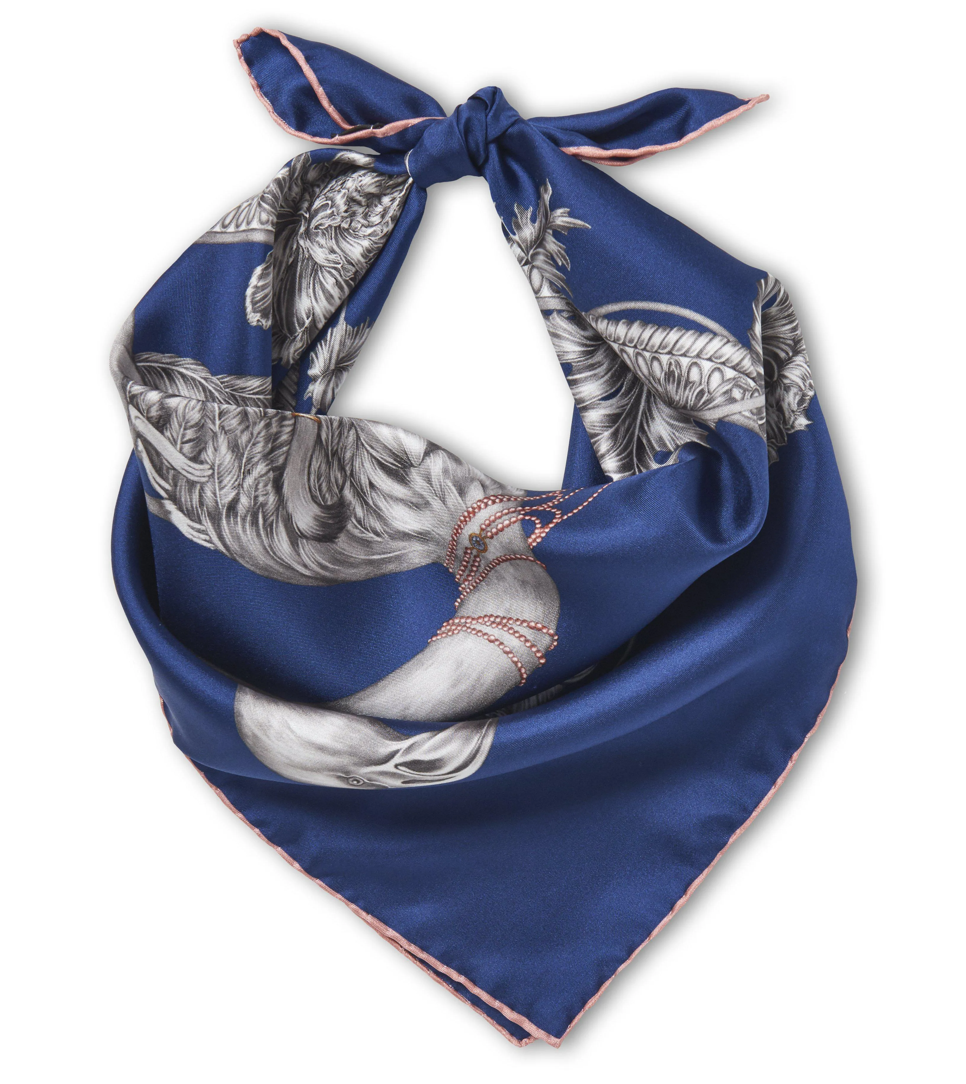 Totem Monkey Mini Silk Scarf Blue