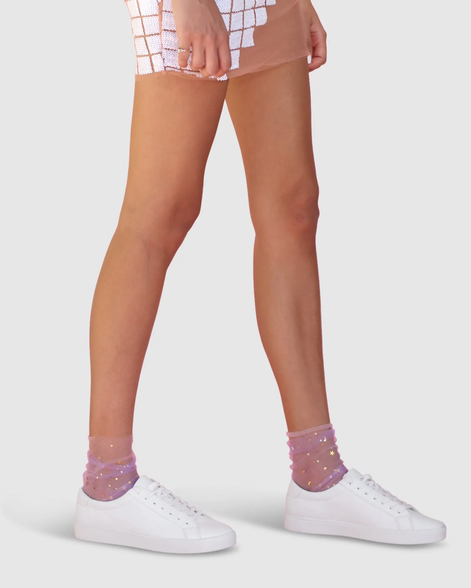 Twin Star Star and Moon Socks - 2 Pack Lilac/Peach