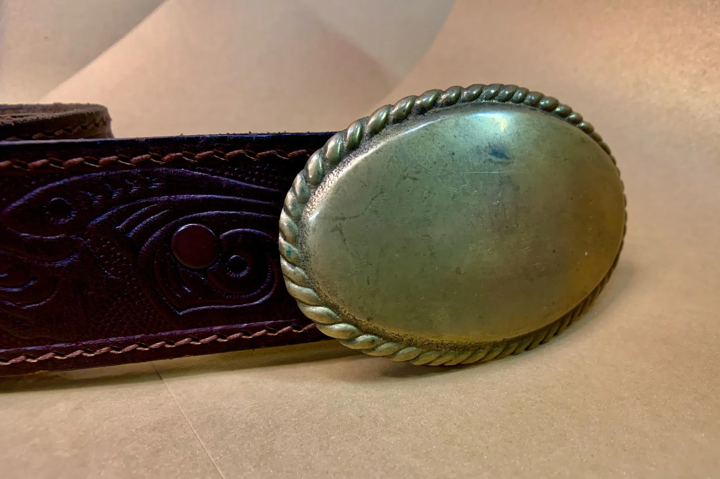 Vintage Oval Brass Belt Buckle