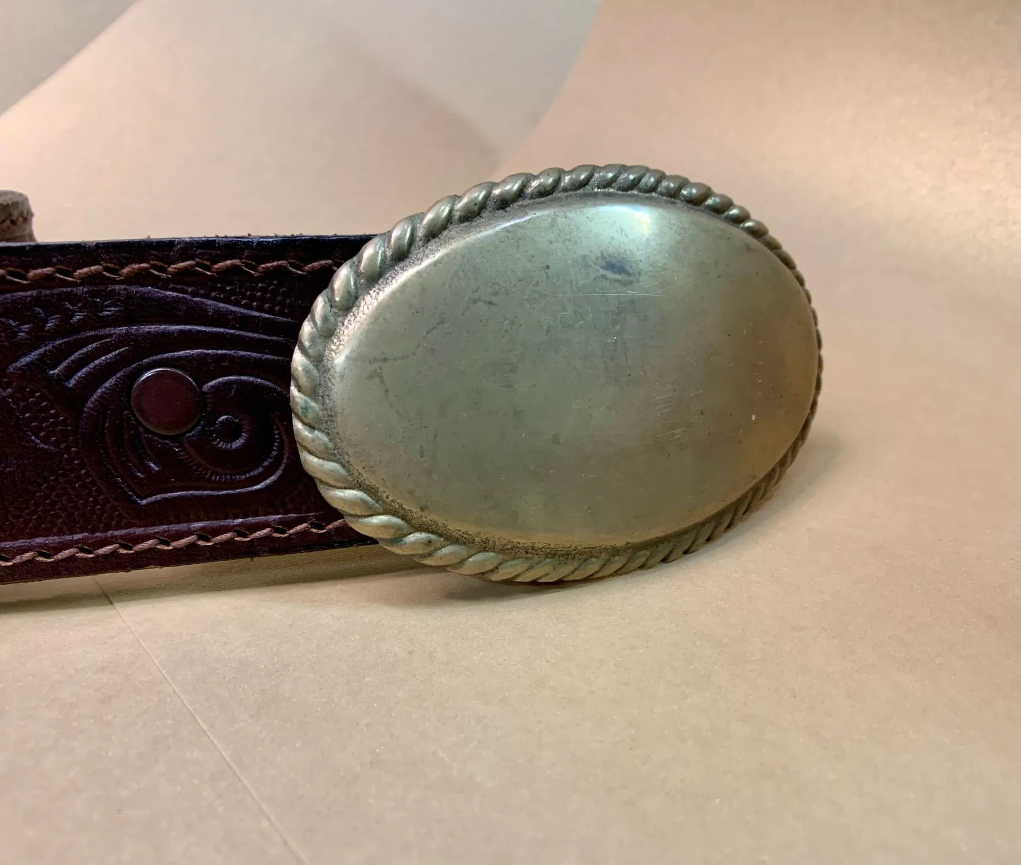 Vintage Oval Brass Belt Buckle